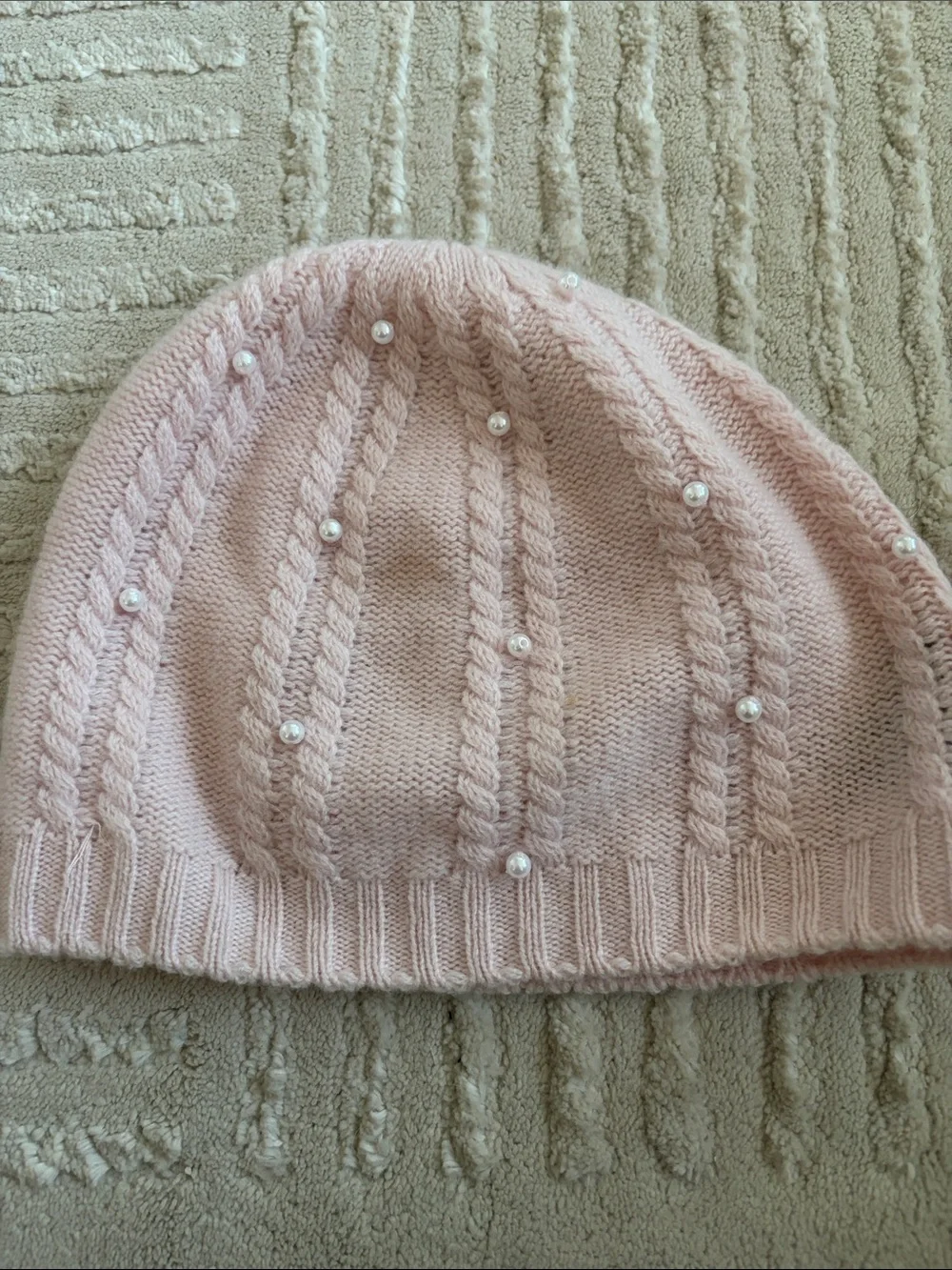 Forte cashmere beanie hat pink pearl